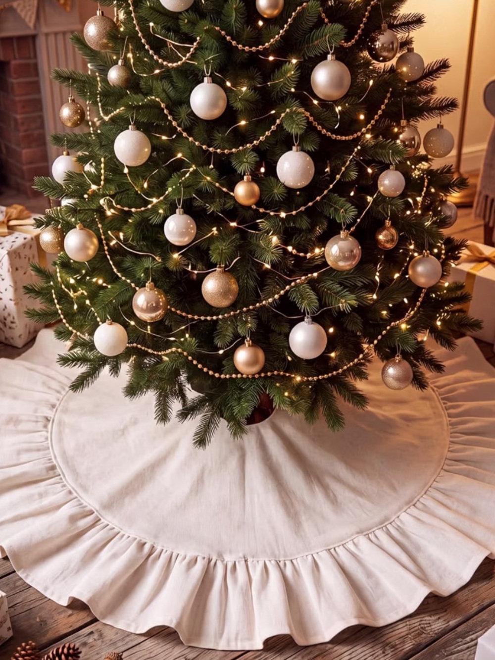 Classic Cream Ruffled Tree Skirt - Home Holiday